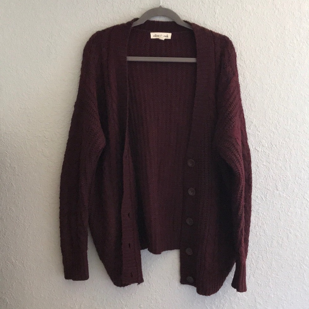 Olive & Oak Oxblood Cardigan